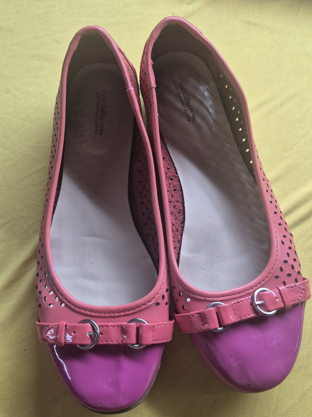 croft & barrow Pink Perforated Ballet Flats with Patent Toe